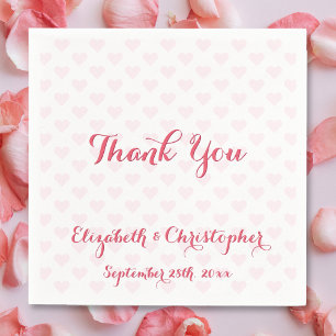 Elegant Wedding Thank You Pink Hearts Paper Napkin