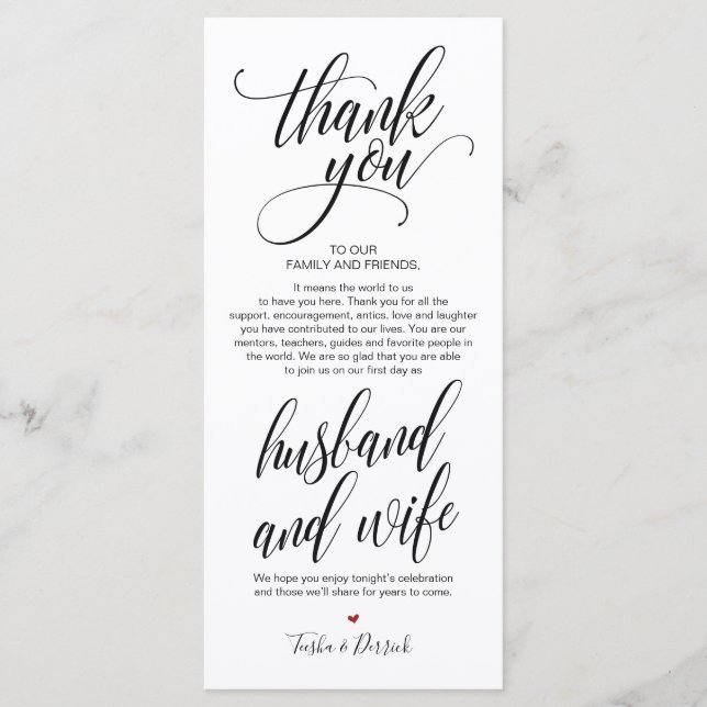 Elegant Wedding Thank you Place Setting Card v3 (Front)