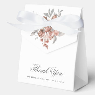 Elegant Wedding Thank You Rose Gold Rustic Floral  Favour Box