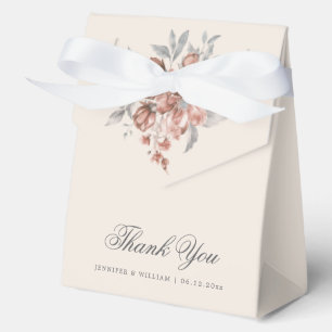 Elegant Wedding Thank You Rose Gold Rustic Floral  Favour Box