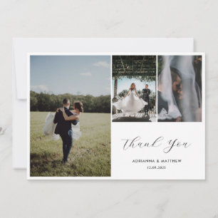 Elegant Wedding Thank You Script Four Photo Card
