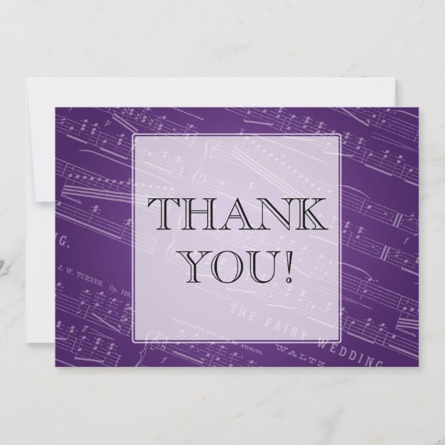Elegant Wedding Thank You Sheet Music Purple (Front)