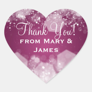 Elegant Wedding "Thank you" Sparkling Night Plum Heart Sticker