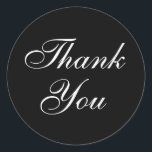 Elegant Wedding Thank You Stickers in Black<br><div class="desc">These wedding thank you stickers feature an elegant white text design on a black background. Great for wedding favours,  showers,  envelope seals for thank you cards,  etc.</div>