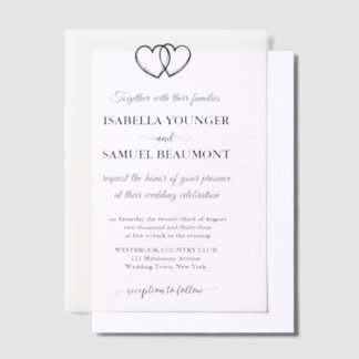 Elegant Wedding Two Hearts Custom Text Overlay Vellum Invitations