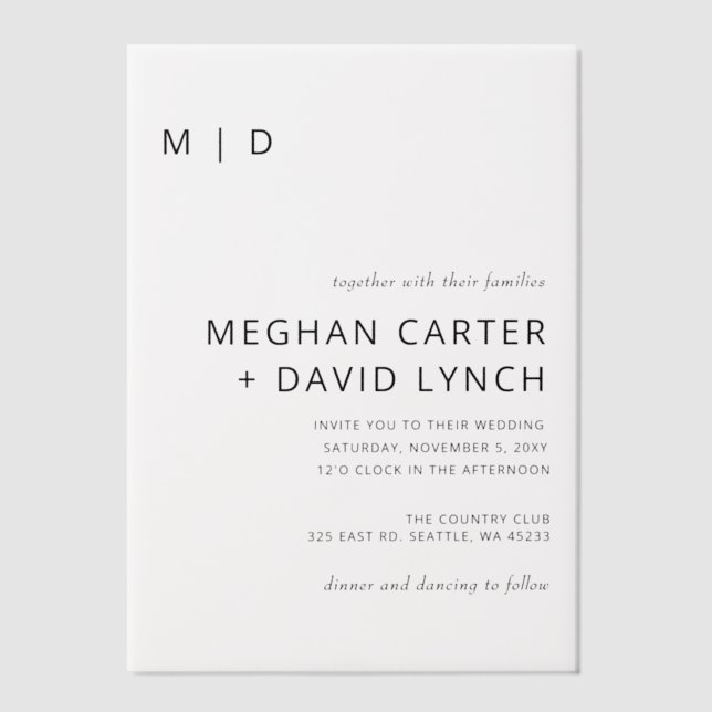 Elegant Wedding Vellum Invitations (Front)