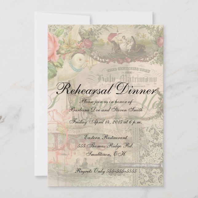 Elegant Wedding Vintage Marriage Antique Vintage Invitation (Front)