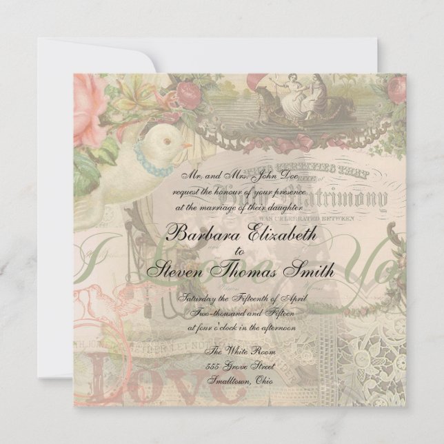 Elegant Wedding Vintage Marriage Antique Vintage Invitation (Front)