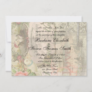 Elegant Wedding Vintage Marriage Antique Vintage Invitation