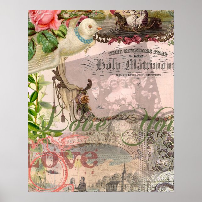 Elegant Wedding Vintage Marriage Antique Vintage Poster (Front)