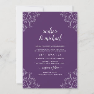 Elegant Wedding Vintage Plum / Purple Luxury Invitation