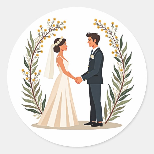Elegant Wedding Vow Sticker (Front)
