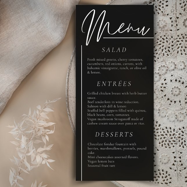 Elegant wedding watercolor black double menu (Creator Uploaded)