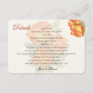 Elegant Wedding Watercolor Roses Pastel Petals Enclosure Card