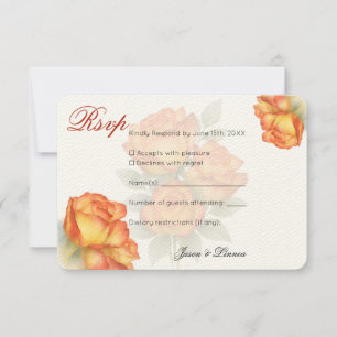 Elegant Wedding Watercolor Roses Pastel Petals RSVP Card