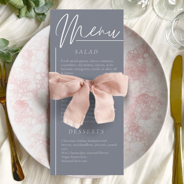 Elegant wedding watercolorFlower gloomyGray dinner Menu (Creator Uploaded)