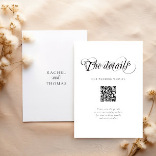 Elegant Wedding Website QR Code Details  Enclosure Card