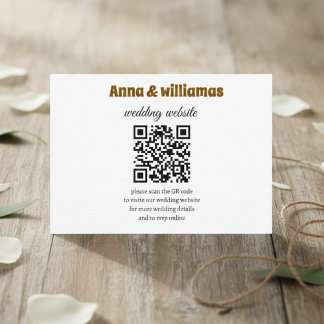 Elegant Wedding Website QR Code Enclosure Card