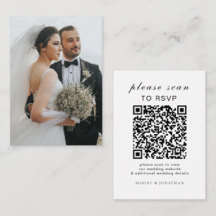 Elegant Wedding Website   RSVP QR Code Photo Enclosure Card