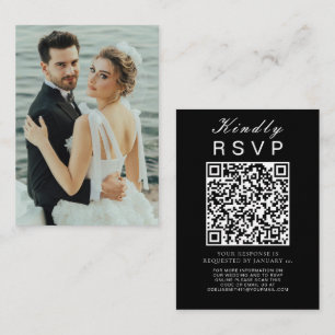 Elegant Wedding Website   RSVP QR Code Photo Enclosure Card