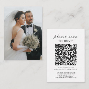 Elegant Wedding Website   RSVP QR Code Photo Enclosure Card