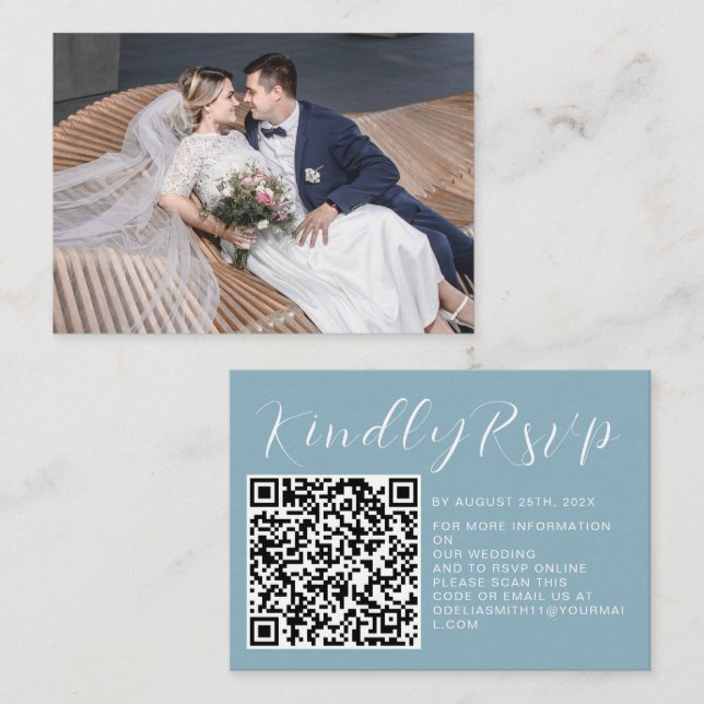 Elegant Wedding Website | RSVP QR Code Photo Enclosure Card (Front/Back)