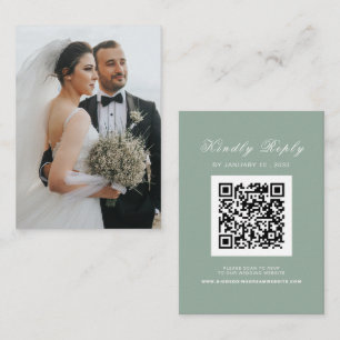 Elegant Wedding Website RSVP QR Code Photo Enclosure Card