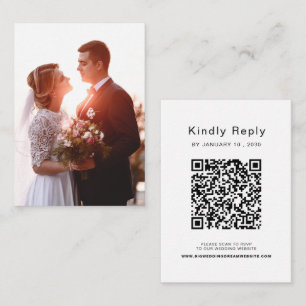 Elegant Wedding Website   RSVP QR Code Photo Enclosure Card