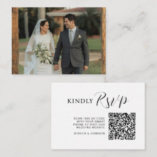 Elegant Wedding Website   RSVP QR Code Photo Enclosure Card