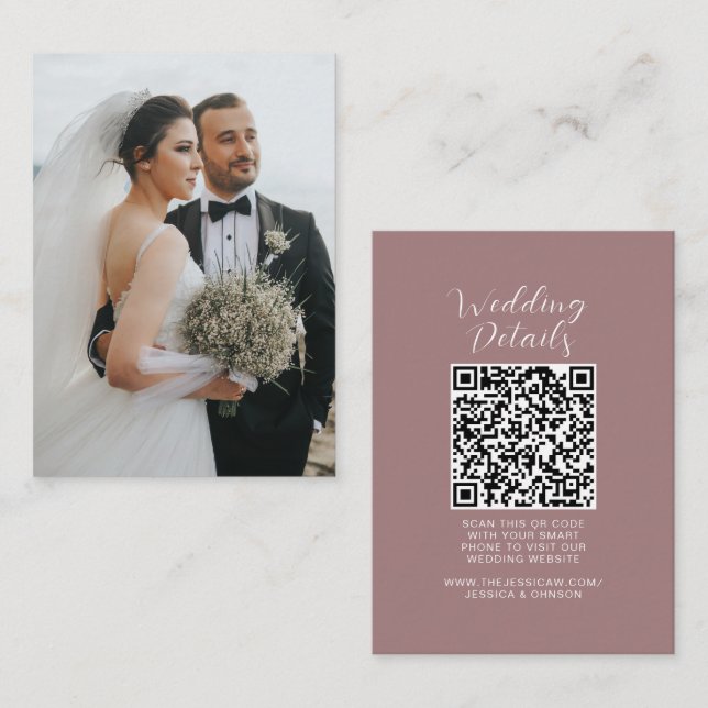Elegant Wedding Website | RSVP QR Code Photo Enclosure Card (Front/Back)