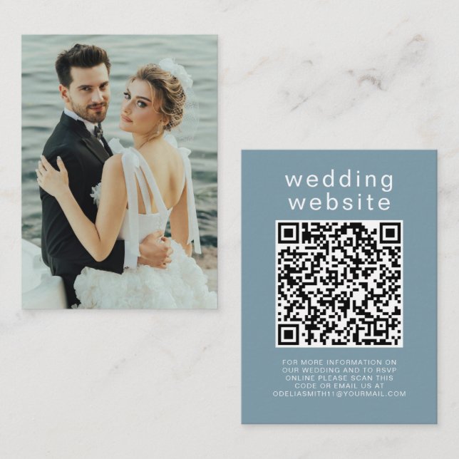 Elegant Wedding Website | RSVP QR Code Photo Enclosure Card (Front/Back)