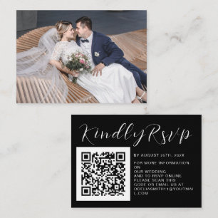Elegant Wedding Website RSVP QR Code Photo Enclosure Card
