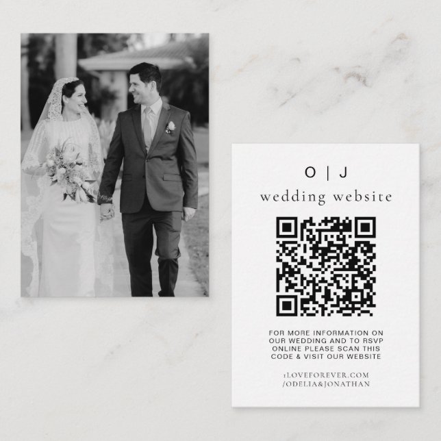 Elegant Wedding Website | RSVP QR Code Photo Enclosure Card (Front/Back)