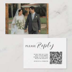 Elegant Wedding Website   RSVP QR Code Photo Enclosure Card