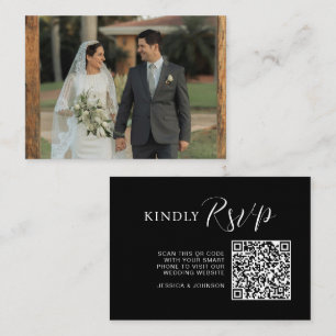 Elegant Wedding Website   RSVP QR Code Photo Enclosure Card