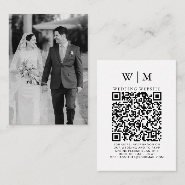 Elegant Wedding Website | RSVP QR Code Photo Enclosure Card (Front/Back)