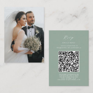 Elegant Wedding Website   RSVP QR Code Photo Enclosure Card