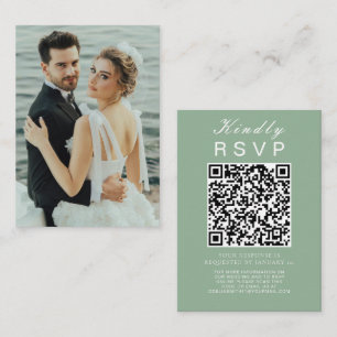 Elegant Wedding Website   RSVP QR Code Photo Enclosure Card