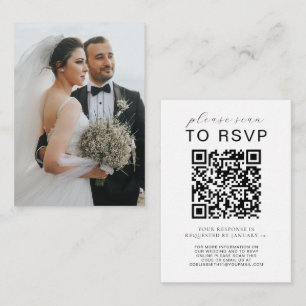 Elegant Wedding Website RSVP QR Code Photo Enclosure Card