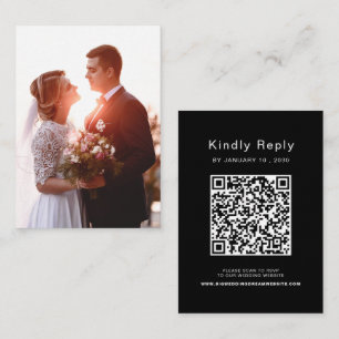 Elegant Wedding Website RSVP QR Code Photo Enclosure Card