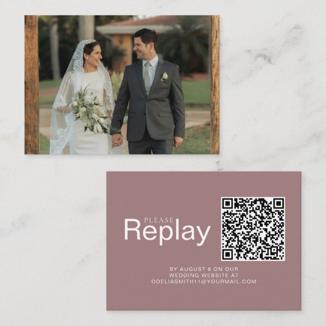 Elegant Wedding Website | RSVP QR Code Photo Enclosure Card (Front/Back)