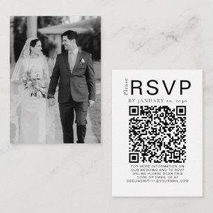 Elegant Wedding Website   RSVP QR Code Photo Enclosure Card