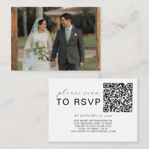 Elegant Wedding Website   RSVP QR Code Photo Enclosure Card