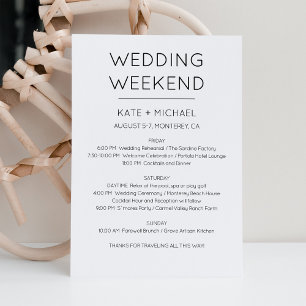 Elegant Wedding Weekend Itinerary Invitation
