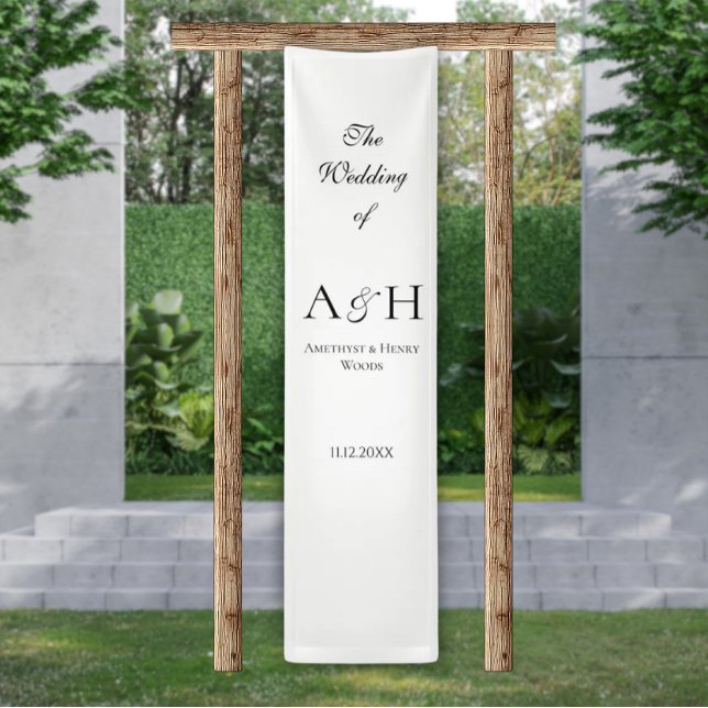 Elegant Wedding Welcome Banner - Cream Tone (Elegant Fabric Wedding Welcome Sign Banners)