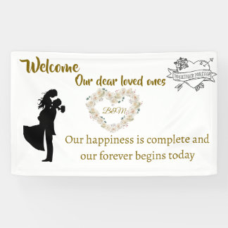 Elegant Wedding Welcome Banner – "Our Forever Begi