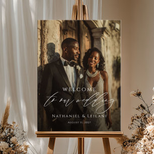Elegant wedding welcome photo poster