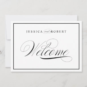 Elegant Wedding Welcome Sign Black Border