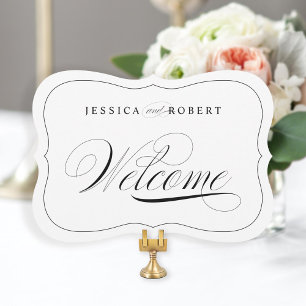 Elegant Wedding Welcome Sign Die Cut Black Border Invitation