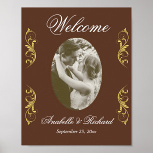 Elegant Wedding Welcome Sign Poster with Photo